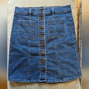 j. crew mid-rise button up denim skirt